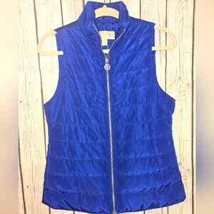 Michael Kors Quilted Blue Vest Womens Size XS Sleeveless Puffer Jacket Coat